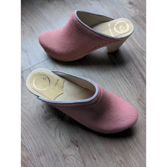 No.6 Old School Clogs High Heel Pink Pony Hair Womens 7.5 - 8 EU 38 - Picture 5 of 16
